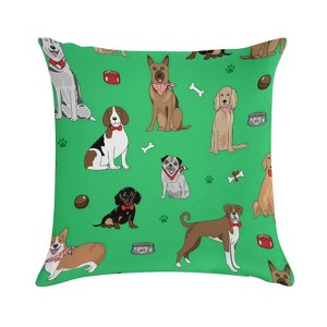 Dog With Paw And Bone Pillow Covers 18x18 Decorative Throw Pillows Soft Square Cushion Covers for Couch Sofa Bedroom - 1 of 1