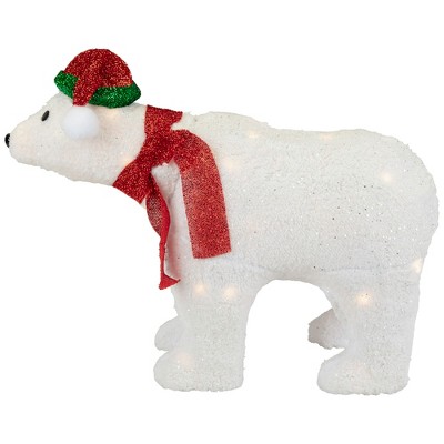 23" Lighted White Glittered Polar Bear Christmas Lawn Decoration