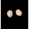 Baroque Pearl Stud Earrings for Women, Big Gold Statement Earrings with Irregular Pearls Vintage Wedding Jewelry - 4 of 4