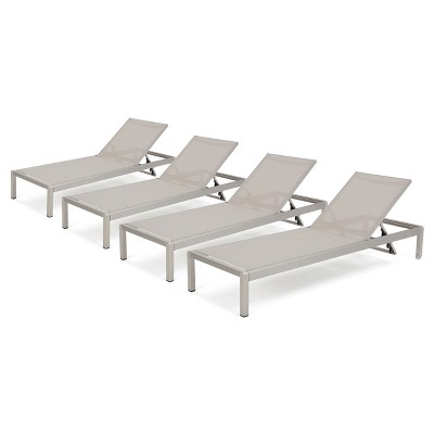 Cape Coral 4pk Mesh Patio Chaise Lounge - Gray - Christopher Knight Home