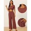Allegra K Women's Front Twist Top Wide Leg Pants Lounge Tracksuit Set 2 Pcs - 2 of 4