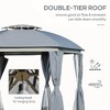 Gulches 12' x 12' Round Outdoor Gazebo, Patio Dome Canopy with Double Roof, Netting Sidewalls, Curtains & Zippered Doors, Strong Steel Frame (Grey) - 2 of 4