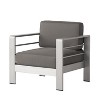Christopher Knight Home Cape Coral Outdoor Aluminum Club Chair with Cushions, Silver/Khaki - 4 of 4