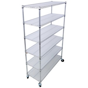 Vynxaria Chrome Heavy Duty Utility Storage Shelves with Wheels - 6 Tier, 6000 lbs Capacity, 82"H x 48"L x 18"D - 1 of 4
