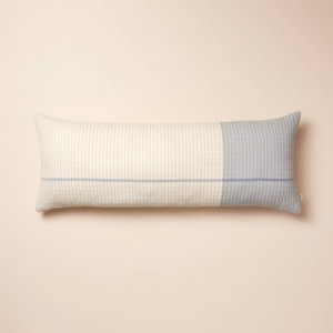 14"x36" Color Block Decorative Lumbar Throw Pillow Tan/Blue - Hearth & Hand™ with Magnolia - 1 of 4
