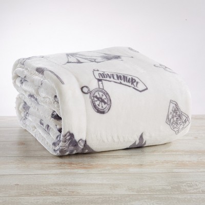 Camping Adventure Fleece Sherpa Reversible Throw Blanket