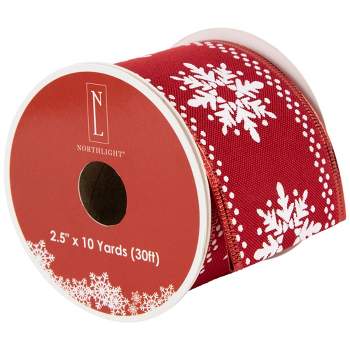 Northlight Red and White Snowflake Wired Craft Christmas Ribbon 2.5" x 10 Yards