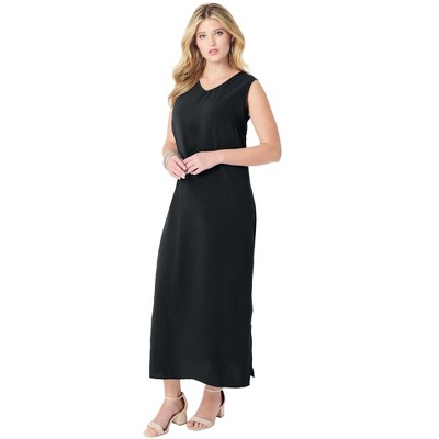 Roaman's Women's Plus Size V Neck Relaxed Dress