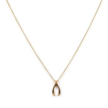Gold Plated Wishbone Pendant Necklace | ETHICGOODS