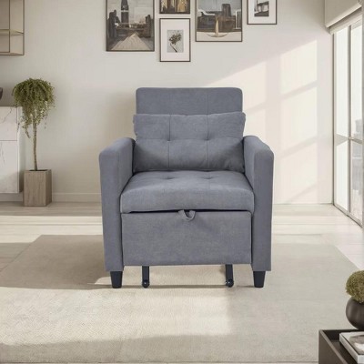 NicBex 28.35 Inch Convertible Single Sofa,Pull Out Sleeper Chair Beds with Side Pockets for Living Room,Apartment,Gray