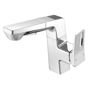 PAGED LED Bathroom Faucet Pull-Out Bathroom Sink Faucet, Single Hole Faucet for Bathroom Sink, Temperature Digital Display - 1 of 4