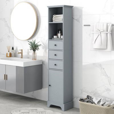 Tall Freestanding Bathroom Storage Cabinet With Drawers And Adjustable  Dividers, Green - Modernluxe : Target