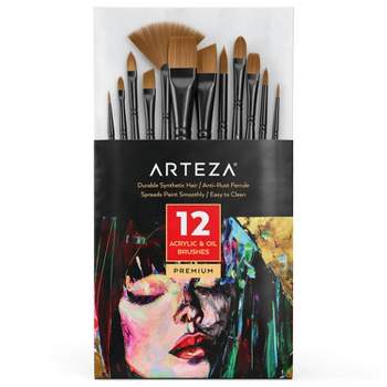 Arteza Acrylic & Oil Paint Brush Set - 12 Piece