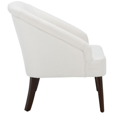Sleek White Velvet Accent Chair with Walnut Flared Legs