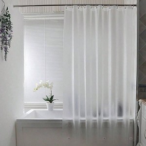 Extra Long Clear EVA Frosted Shower Curtain with 5 Bottom Magnets, 72x86 Inch - 1 of 4