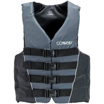 Connelly Mens X Large Tunnel 4-Belt Nylon Boating Lake Swimming Life Vest Safety Jacket, Gray and Black