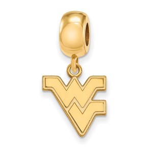 Black Bow Jewelry 14k Yellow Gold Plated Sterling Silver West Virginia Mountaineers NCAA Bracelet Bead Charm - 1 of 3