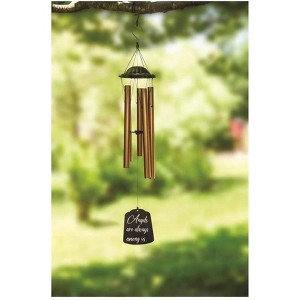 Manual Woodworkers and Weavers Inspirational Angels Wind Chime, 30 Inches Tall, Bronze Ring Design with Hanging Angel Charms and Uplifting Sound - 1 of 3