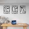 Cinq 3 Piece Set Wall Decor, Face Line Drawing Abstract Design, Black Rectangular Metal Frame - 2 of 4