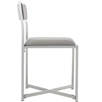 Elysian Gray Leatherette Upholstered Side Chair with Chrome X-Style Legs, Set of 2