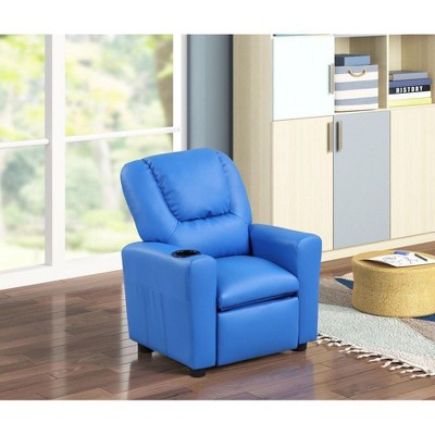 HOMLUX 22"W PU Leather Kids Recliner Chair with Cup Holder