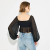 Women's Puff Long Sleeve Tie-Front Sweetheart Neck Blouse - Wild Fable™ - 2 of 3