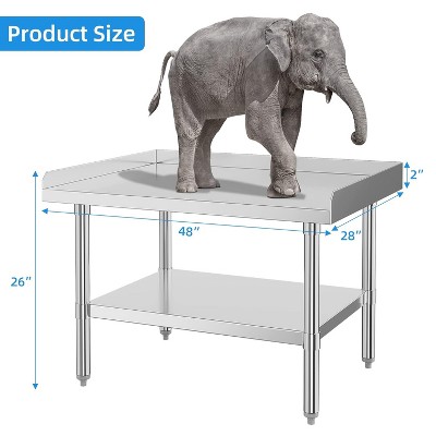 Silver Stainless Steel Equipment Stand with Undershelf, 28" x 48"