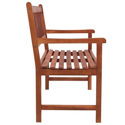 47.2" Taupe Cushion Solid Acacia Wood Patio Bench
