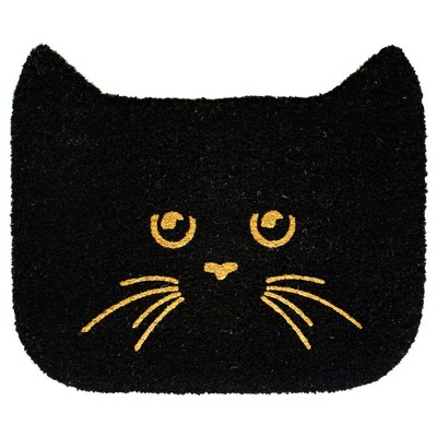 Raj 1'8" x 2' Tufted Glitter Shaped Cat Doormat Black