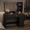 Makeup Vanity Table, Vanity Desk Set with Large Mirror, LED Lights and Power Outlet, Makeup Desk with Drawers and Storage Shelves - 4 of 4