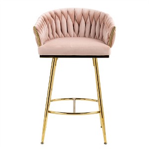 COWLOWN Luxury Velvet Counter Stool with Gold Base, Bar Stool for Kitchen Island & Home Decor - 1 of 4