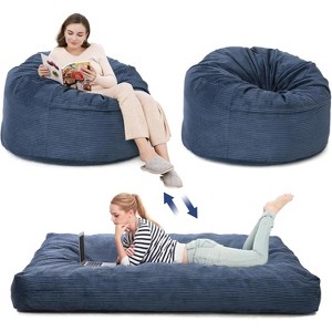 Giant Bean Bag Chair/Bed with Corduroy Cover, Convertible Bean Bag Chair Bed from Beanbag to Floor Mattress, Large Couch Sofa Bed - 1 of 4