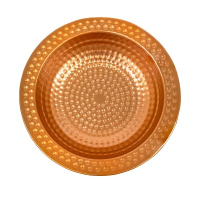 Copper Finish Hammered Metal Outdoor Bird Bath with Stake