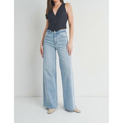 Women's Cuffed Palazzo - JUST BLACK DENIM