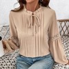 Womens Long Sleeve Tops Business Casual Blouses Dressy Work Office Summer Flowy Shirt Outfits - 3 of 4