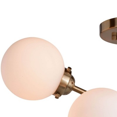 Orbit 25" Brass and Glass Globe Semi-Flush Mount Light