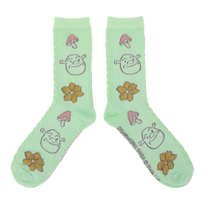 Shrek Donkey & Shrek Flora Patterns Women's 2-Pair Casual Crew Socks, 2 of 6