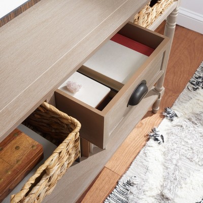 Christa Brown Wood and Metal Console Table with Storage