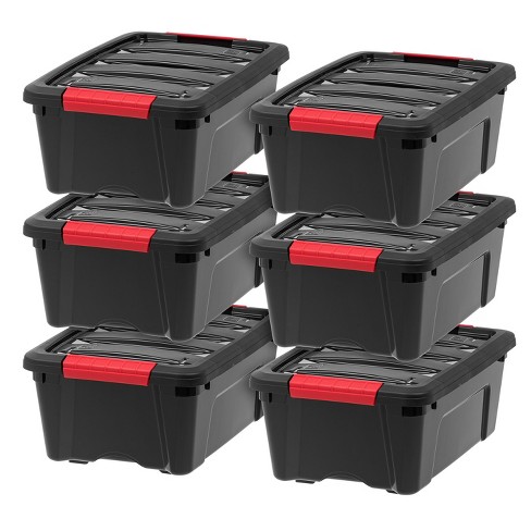IRIS USA 5Pack 3Gal Heavy Duty Plastic Storage Bins with Durable Lid and  Secure Latching Buckles, Orange