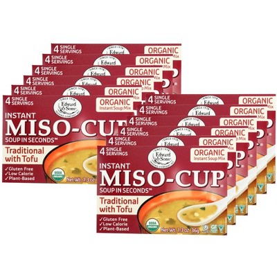 Edward & Sons Organic Traditional Miso Soup Cup - Case of 12/1.3 oz