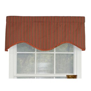 RLF Home Olivia Stripe Trimmed Cornice 100% Cotton with Fully Lined 3" Rod Pocket Valnance for Windows 50" x 17" Multi - 1 of 4
