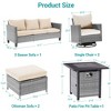 Sonkuki 6-Piece Patio Sofa with Square Fire Pit Table and Swivel Rocking Chairs, Conversation Couch with Cushion - 3 of 4