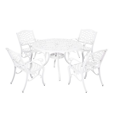 Pittman White Cast Aluminum 5-Piece Outdoor Dining Set