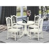 Round Dining Table Set - 5 Piece Kitchen Table with Chairs, Antique Linen White Finish, 36 Inch Table - 2 of 4
