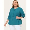 Agnes Orinda Women's Plus Size Stylish Tie Neck 3/4 Ruffle Sleeves Work Office Blouses - 2 of 4