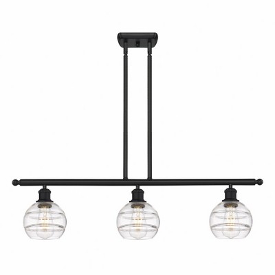 Rochester - 3 Light Stem Hung Island In Industrial Style-8.38 Inches Tall and 36 Inches Wide