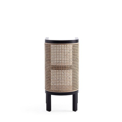 Tahitian Resort-Inspired Black & Natural Rattan End Table Set