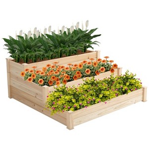 Kelly 3-tier Wooden Garden Bed, Raised Patio Flower Box, Outdoor Furniture - The Pop Home - 1 of 4