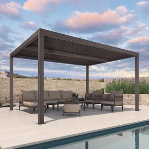 PURPLE LEAF Outdoor Louvered Pergola Sun Shade Outside Canopy with Aluminum Roof for Pool Hot Tub Backyard Garden Pavilion Patio Hardtop Gazebo - 1 of 4