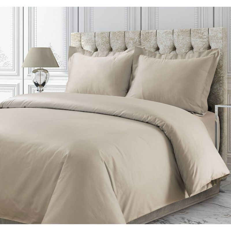 3pc 750 Thread Count Cotton Sateen Oversized Duvet Cover Set - Tribeca Living, 1 of 4